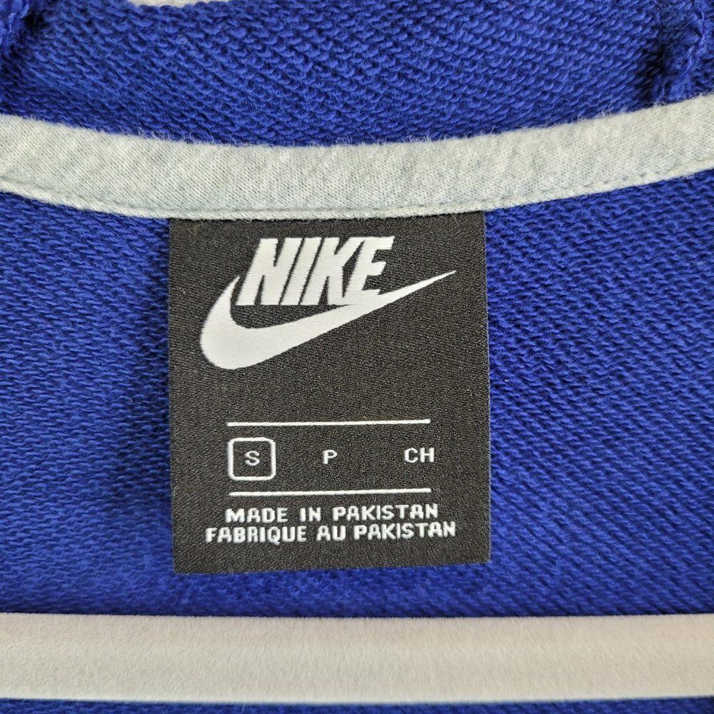 Nike Hoodie Womens Small Blue Lace Up V Neck Void Terry Pocket Pullover - Picture 7 of 14